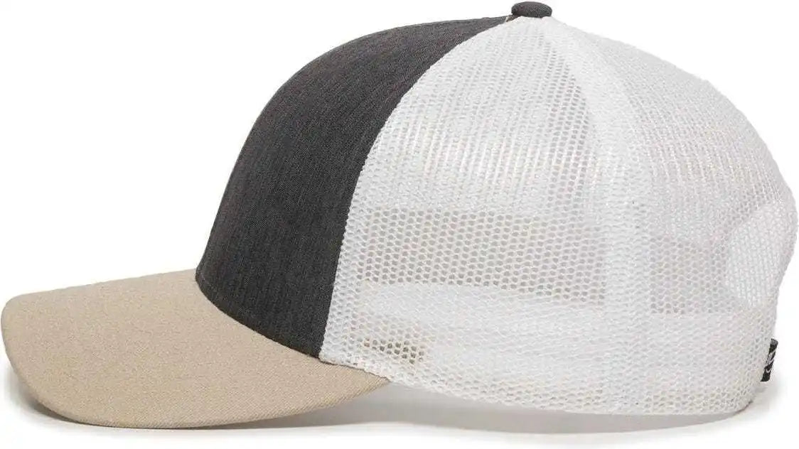 Oc Sports Oc770 Adjustable Mesh Back Cap with Sweatband - Heathered Charcoal White Khaki - Dark Gray / 6 7/8’’ - 7 1/2’’