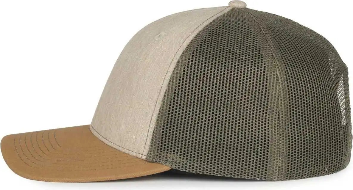 Oc Sports Oc770 Adjustable Mesh Back Cap with Sweatband - Heathered Stone Olive Old Gold - Osfm