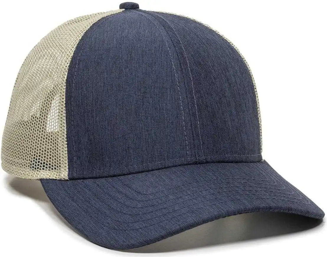 Oc Sports Oc770 Adjustable Mesh Back Cap with Sweatband - Heathered Navy Khaki - 6 7/8’’ - 7 1/2’’
