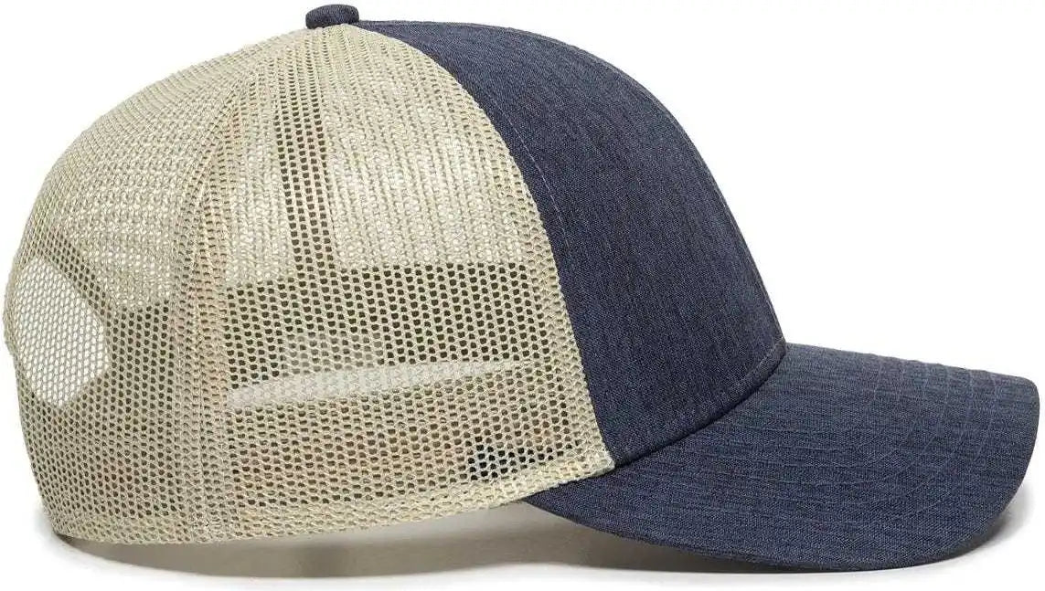 Oc Sports Oc770 Adjustable Mesh Back Cap with Sweatband - Heathered Navy Khaki - 6 7/8’’ - 7 1/2’’