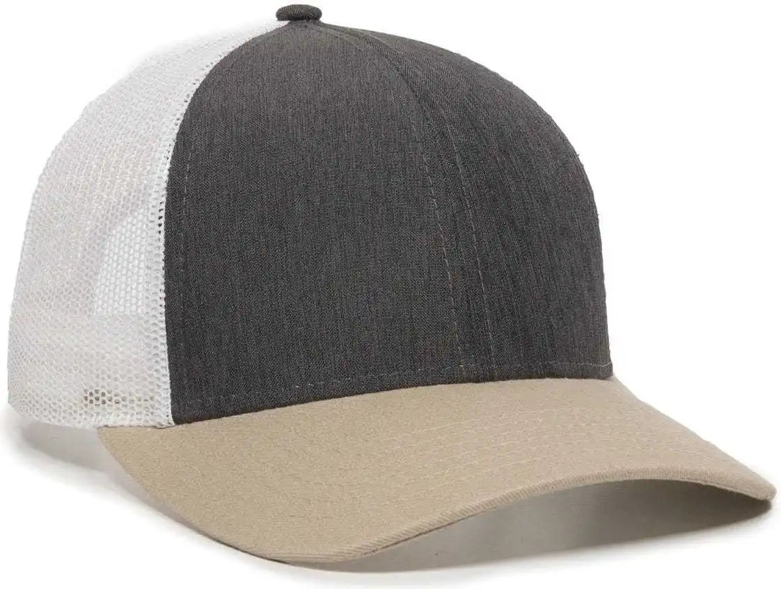Oc Sports Oc770 Adjustable Mesh Back Cap with Sweatband - Heathered Charcoal White Khaki - Dark Gray / 6 7/8’’ - 7 1/2’’