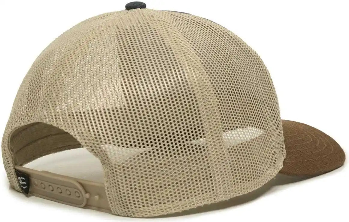 Oc Sports Oc770 Adjustable Mesh Back Cap with Sweatband - Heathered Navy Khaki Brown - 6 7/8’’ - 7 1/2’’