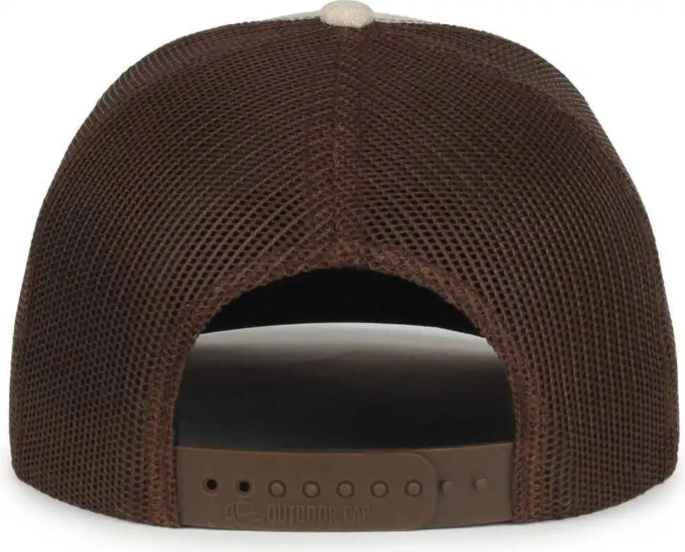 Oc Sports Oc770 Adjustable Mesh Back Cap with Sweatband - Heathered Stone Brown Old Gold - Osfm