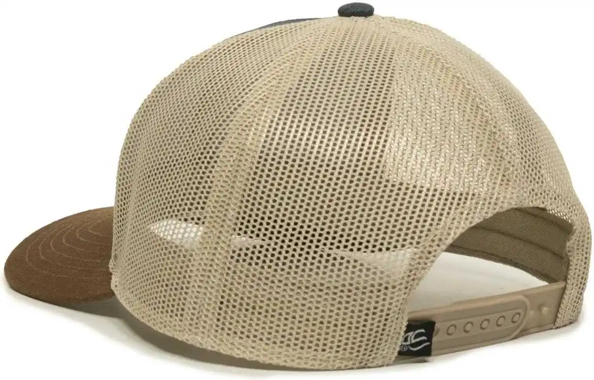 Oc Sports Oc770 Adjustable Mesh Back Cap with Sweatband - Heathered Navy Khaki Brown - 6 7/8’’ - 7 1/2’’