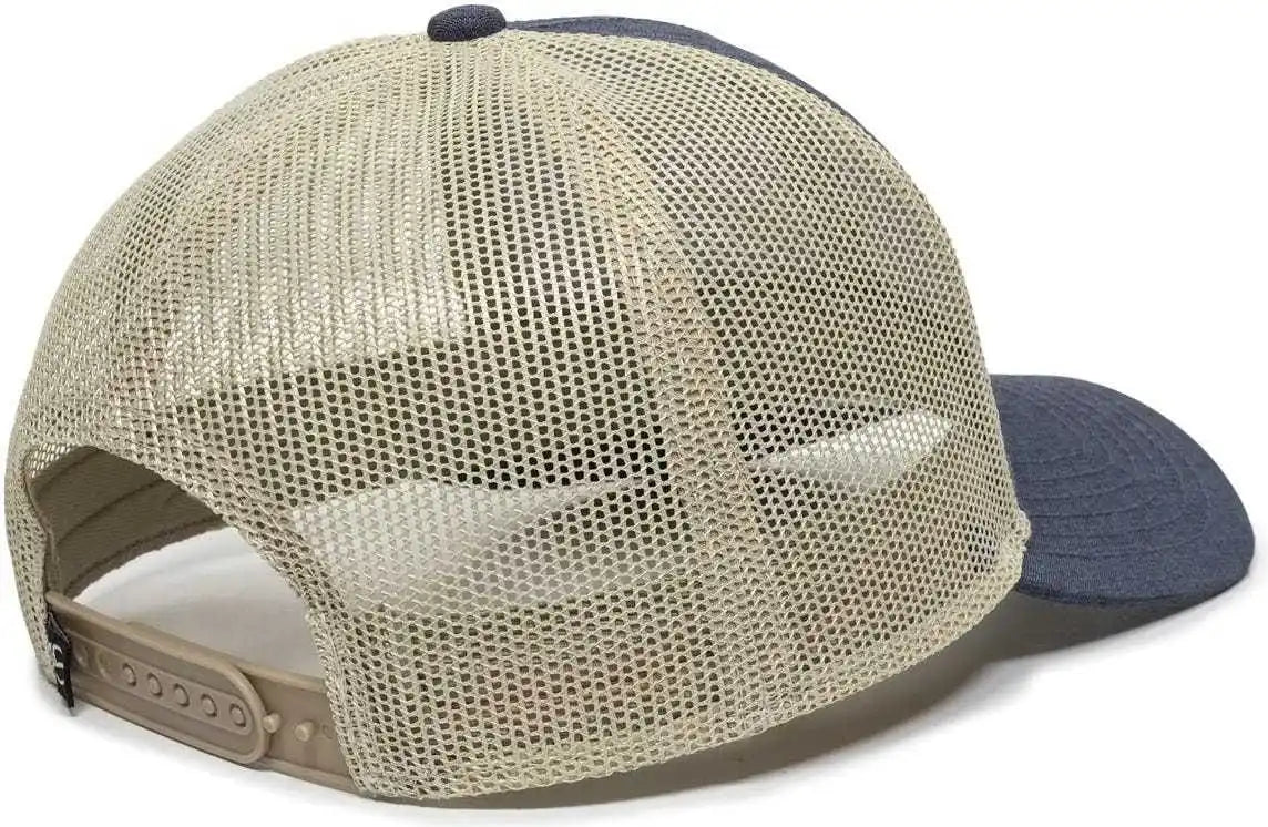 Oc Sports Oc770 Adjustable Mesh Back Cap with Sweatband - Heathered Navy Khaki - 6 7/8’’ - 7 1/2’’