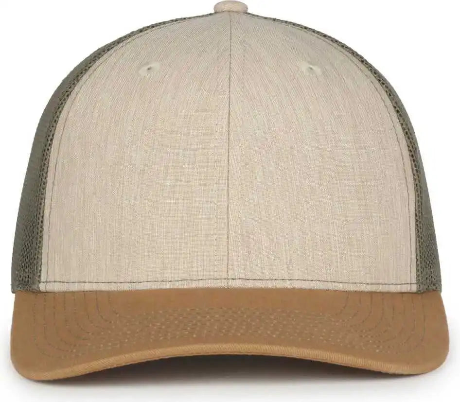 Oc Sports Oc770 Adjustable Mesh Back Cap with Sweatband - Heathered Stone Olive Old Gold - Osfm