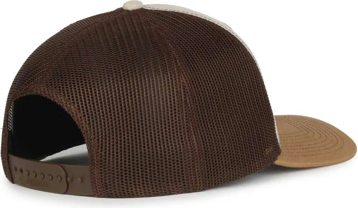 Oc Sports Oc770 Adjustable Mesh Back Cap with Sweatband - Heathered Stone Brown Old Gold - Osfm