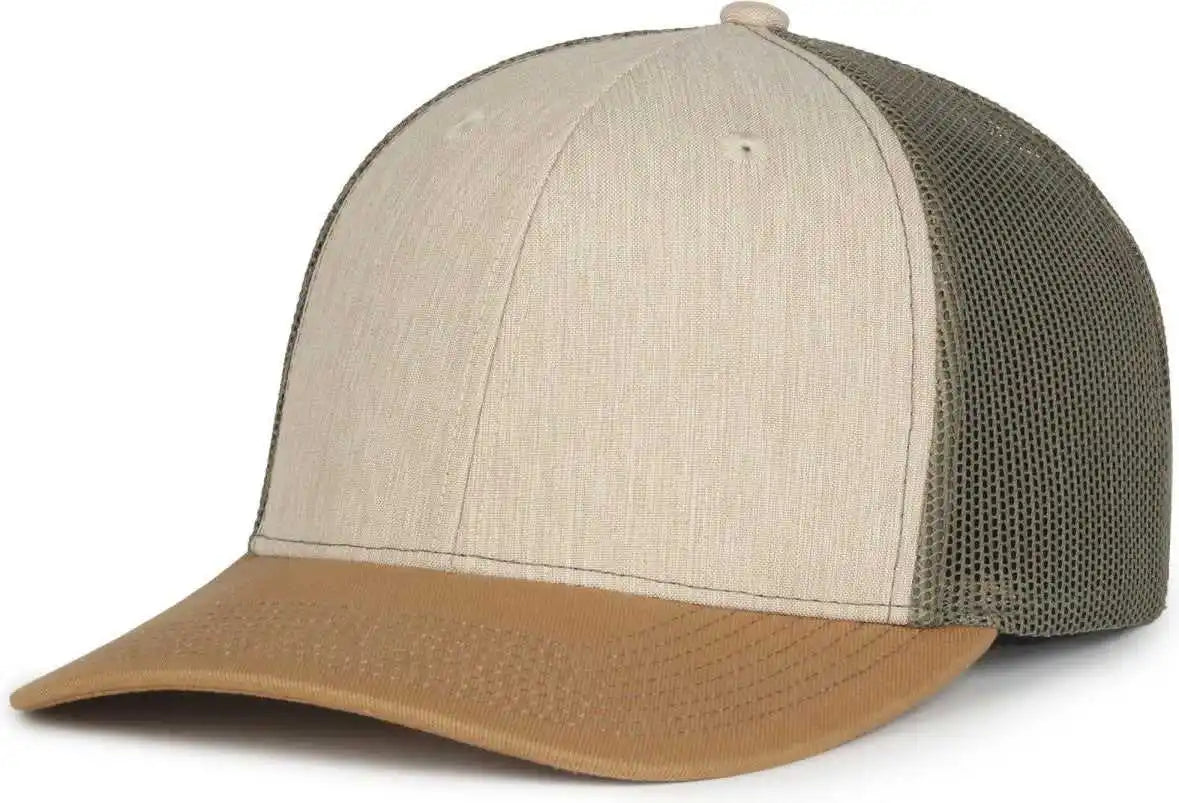 Oc Sports Oc770 Adjustable Mesh Back Cap with Sweatband - Heathered Stone Olive Old Gold - Osfm