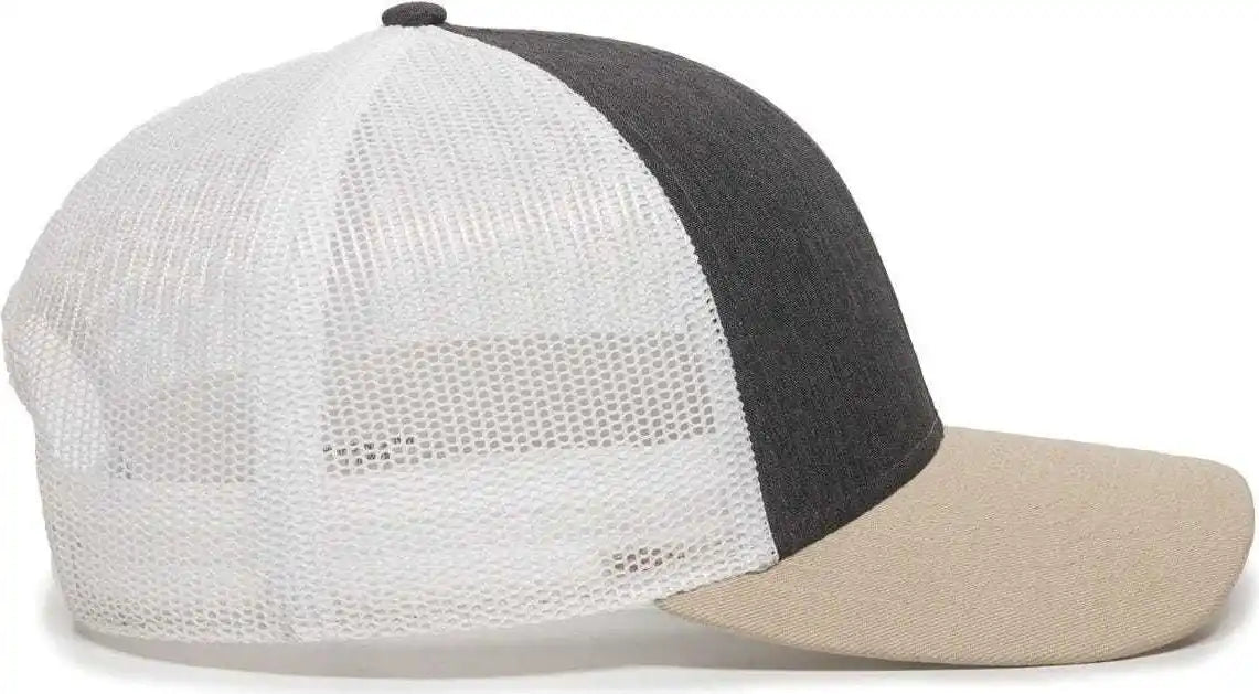 Oc Sports Oc770 Adjustable Mesh Back Cap with Sweatband - Heathered Charcoal White Khaki - Dark Gray / 6 7/8’’ - 7 1/2’’