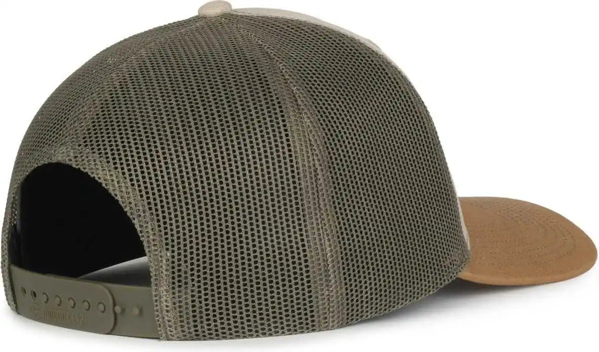 Oc Sports Oc770 Adjustable Mesh Back Cap with Sweatband - Heathered Stone Olive Old Gold - Osfm