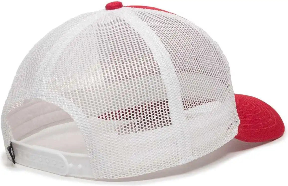 Oc Sports Oc770 Adjustable Mesh Back Cap with Sweatband - Red White - 6 7/8’’ - 7 1/2’’