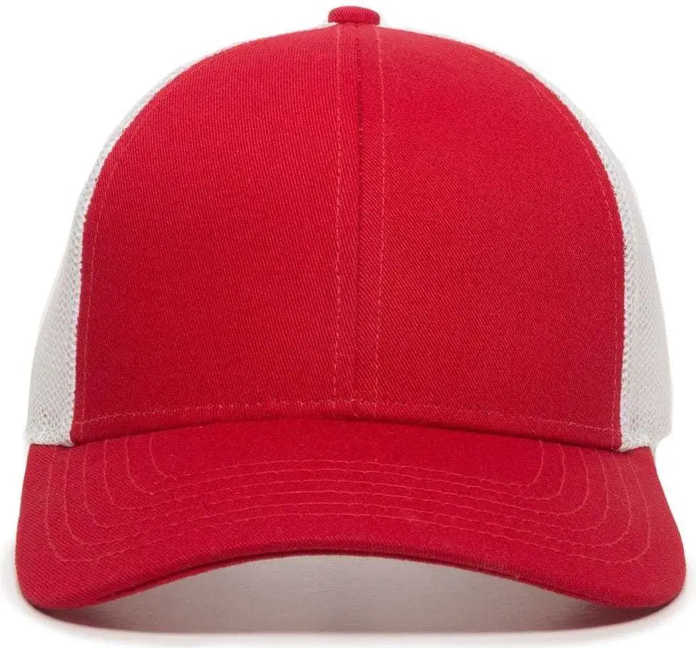 Oc Sports Oc770 Adjustable Mesh Back Cap with Sweatband - Red White - 6 7/8’’ - 7 1/2’’