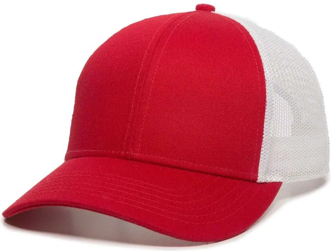 Oc Sports Oc770 Adjustable Mesh Back Cap with Sweatband - Red White - 6 7/8’’ - 7 1/2’’
