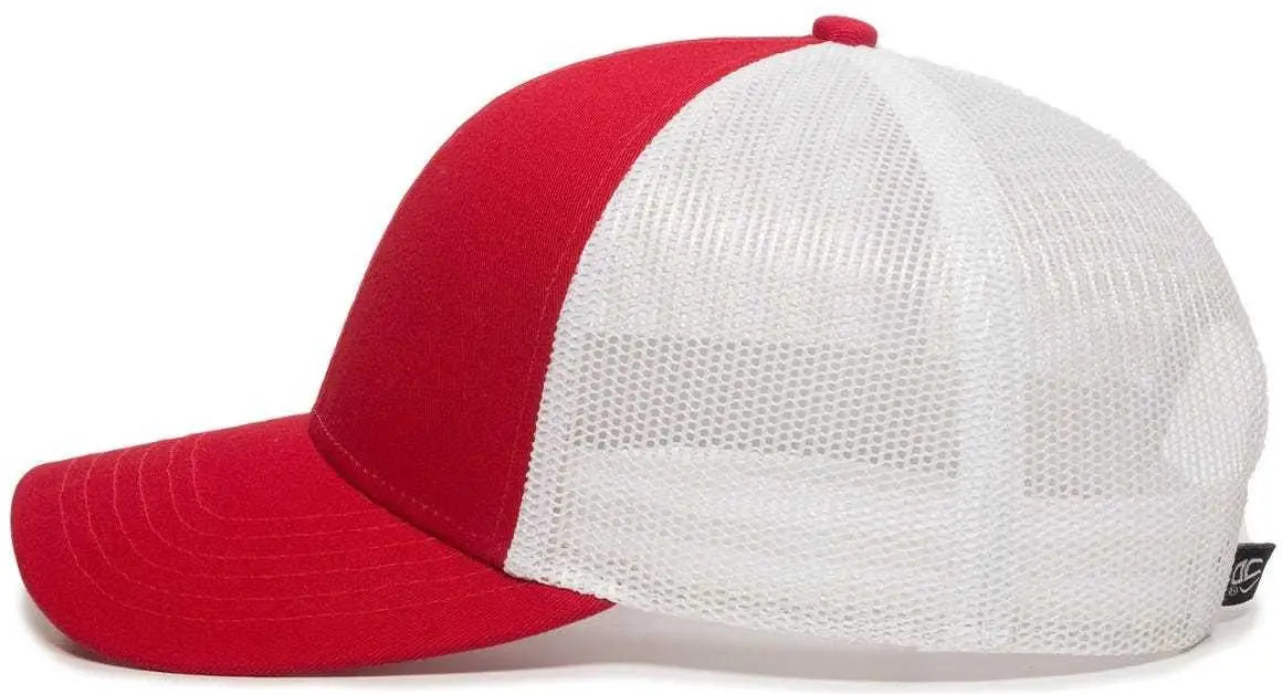 Oc Sports Oc770 Adjustable Mesh Back Cap with Sweatband - Red White - 6 7/8’’ - 7 1/2’’