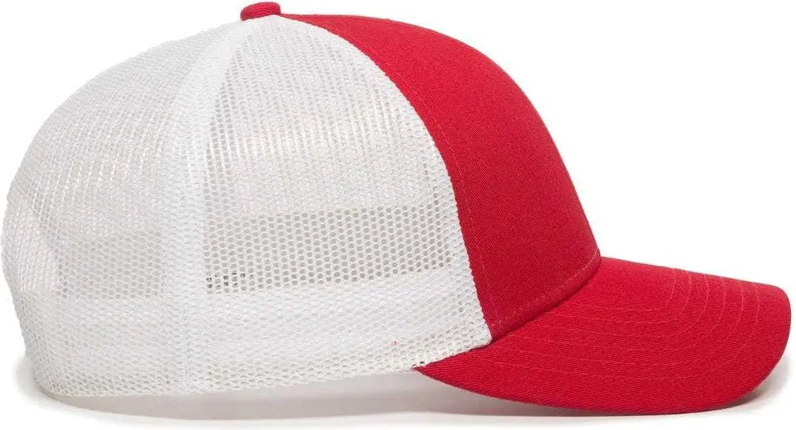 Oc Sports Oc770 Adjustable Mesh Back Cap with Sweatband - Red White - 6 7/8’’ - 7 1/2’’