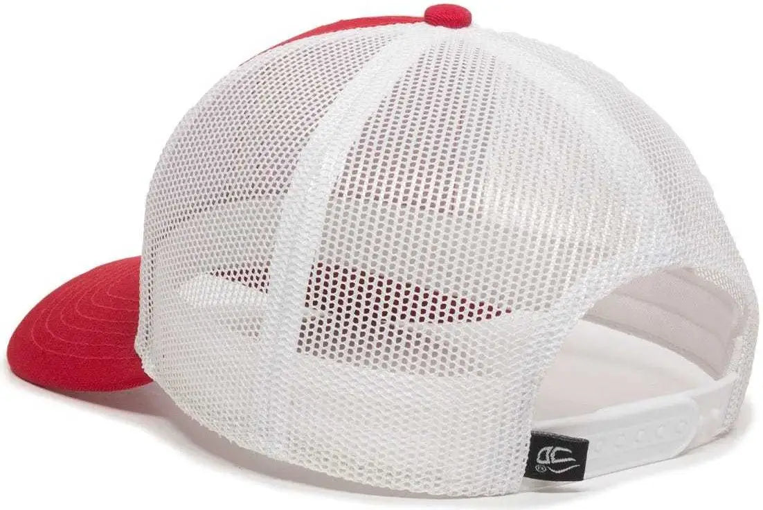 Oc Sports Oc770 Adjustable Mesh Back Cap with Sweatband - Red White - 6 7/8’’ - 7 1/2’’
