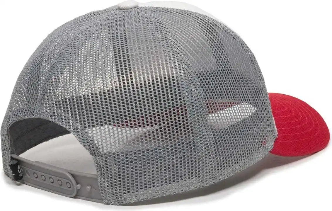 Oc Sports Oc770 Adjustable Mesh Back Cap with Sweatband - White Gray Red - 6 7/8’’ - 7 1/2’’