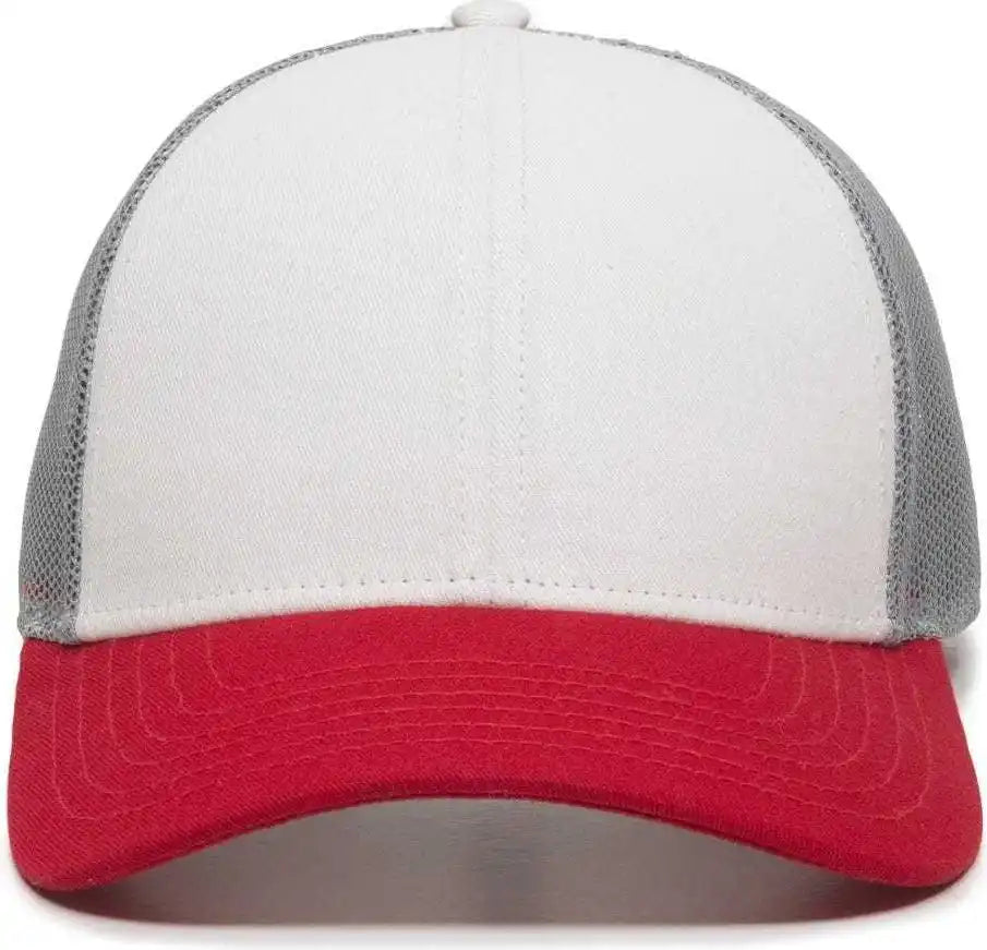Oc Sports Oc770 Adjustable Mesh Back Cap with Sweatband - White Gray Red - 6 7/8’’ - 7 1/2’’