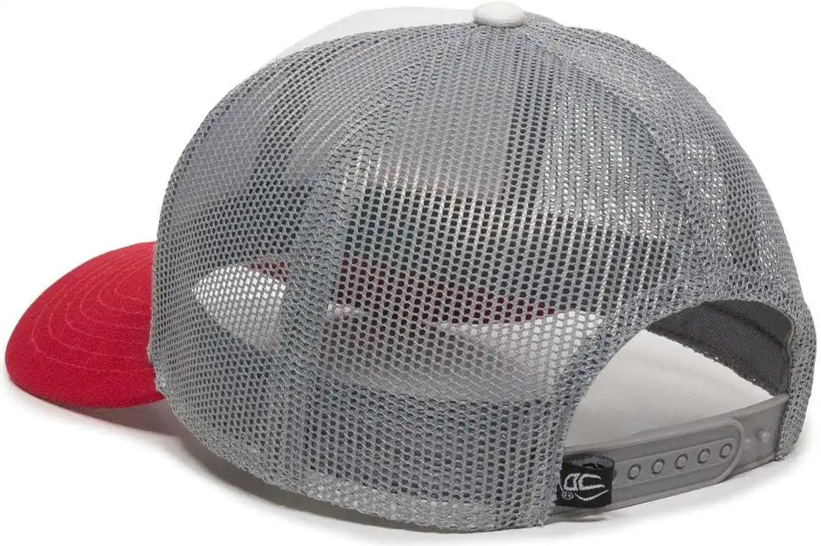 Oc Sports Oc770 Adjustable Mesh Back Cap with Sweatband - White Gray Red - 6 7/8’’ - 7 1/2’’