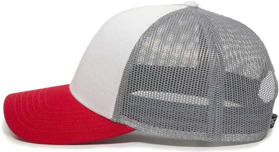 Oc Sports Oc770 Adjustable Mesh Back Cap with Sweatband - White Gray Red - 6 7/8’’ - 7 1/2’’