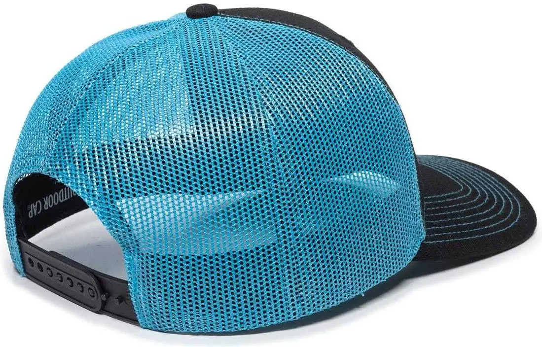 Oc Sports Oc771 Adjustable Mesh Back Cap - Black Neon Blue - 6 7/8’’ - 7 1/2’’