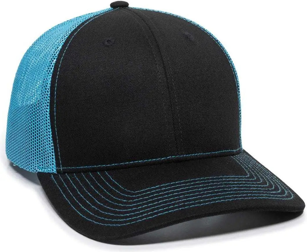 Oc Sports Oc771 Adjustable Mesh Back Cap - Black Neon Blue - 6 7/8’’ - 7 1/2’’