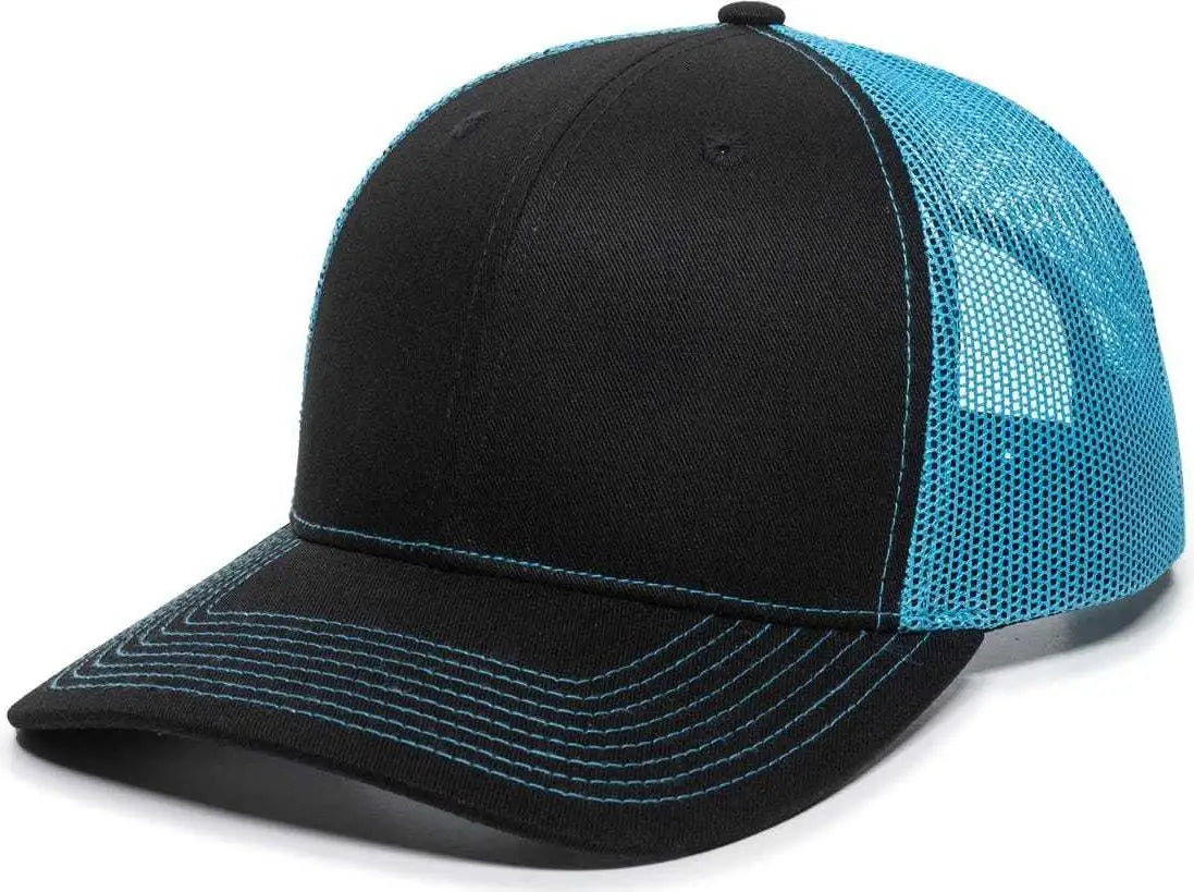 Oc Sports Oc771 Adjustable Mesh Back Cap - Black Neon Blue - 6 7/8’’ - 7 1/2’’