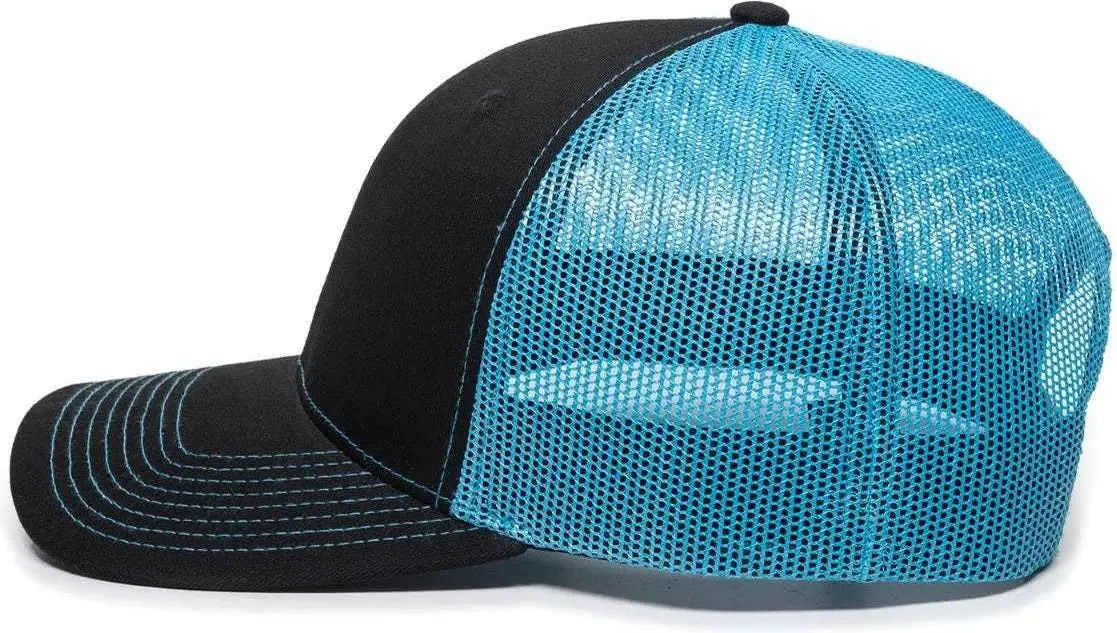Oc Sports Oc771 Adjustable Mesh Back Cap - Black Neon Blue - 6 7/8’’ - 7 1/2’’