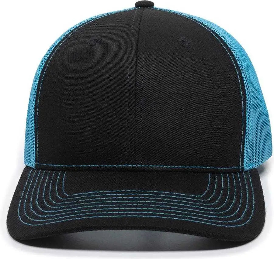 Oc Sports Oc771 Adjustable Mesh Back Cap - Black Neon Blue - 6 7/8’’ - 7 1/2’’