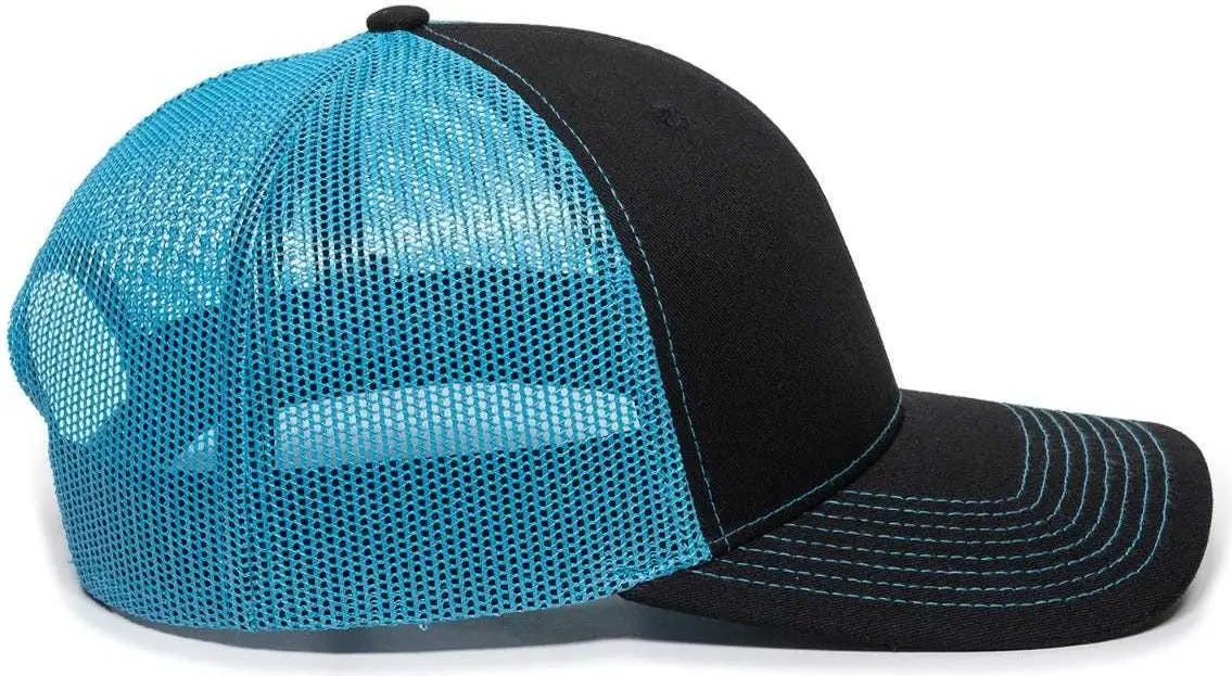 Oc Sports Oc771 Adjustable Mesh Back Cap - Black Neon Blue - 6 7/8’’ - 7 1/2’’