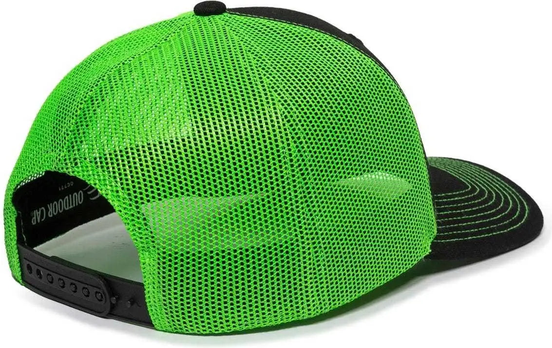 Oc Sports Oc771 Adjustable Mesh Back Cap - Black Neon Green - 6 7/8’’ - 7 1/2’’