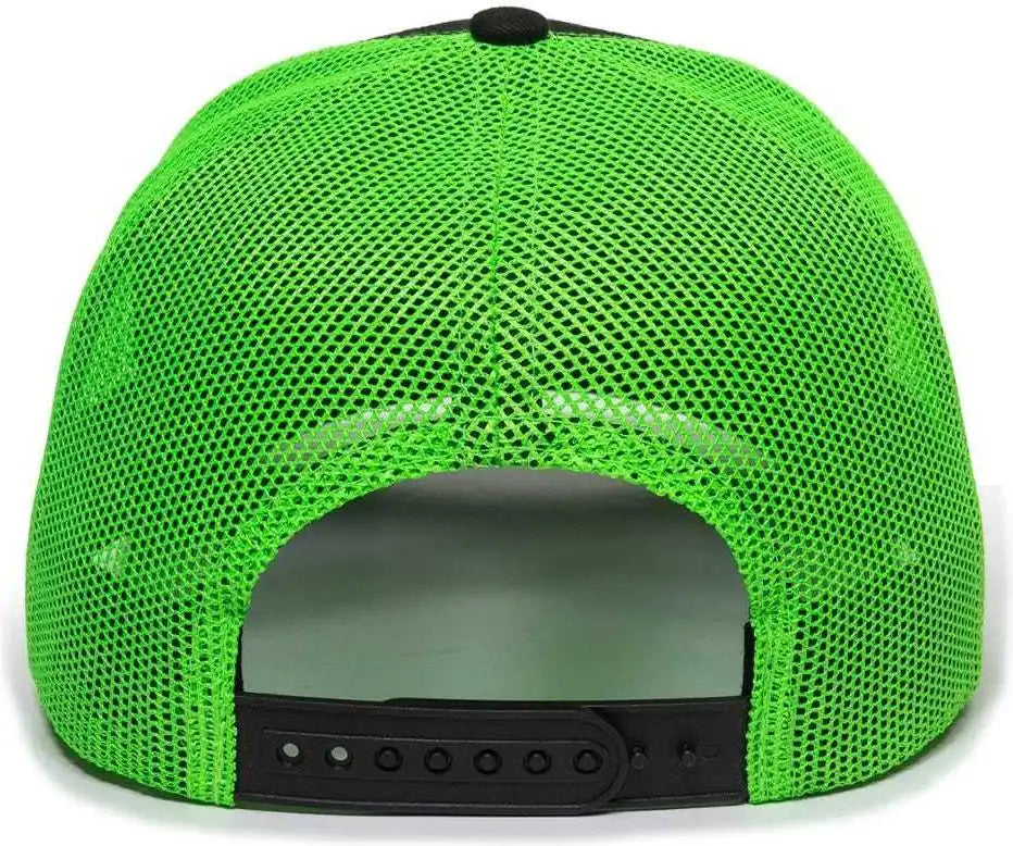 Oc Sports Oc771 Adjustable Mesh Back Cap - Black Neon Green - 6 7/8’’ - 7 1/2’’