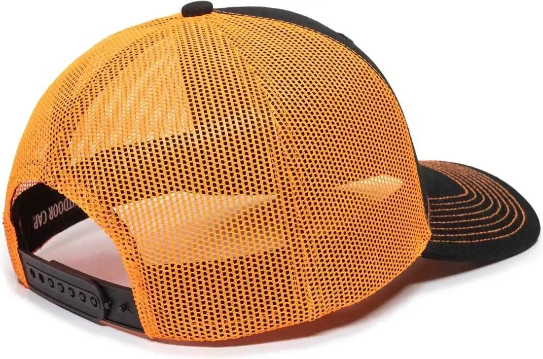 Oc Sports Oc771 Adjustable Mesh Back Cap - Black Neon Orange - 6 7/8’’ - 7 1/2’’