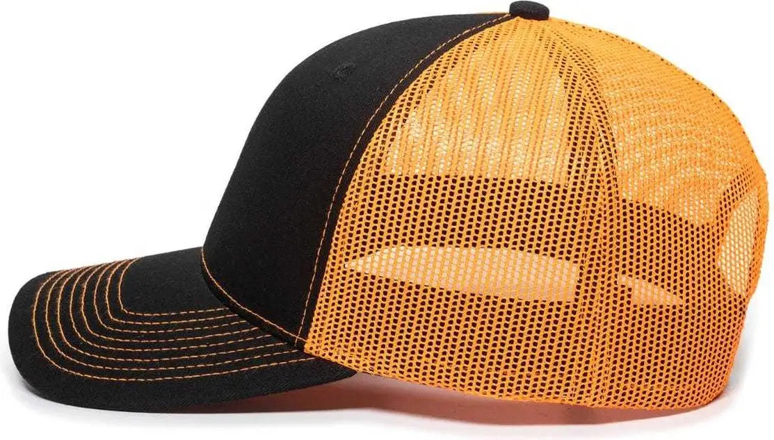 Oc Sports Oc771 Adjustable Mesh Back Cap - Black Neon Orange - 6 7/8’’ - 7 1/2’’