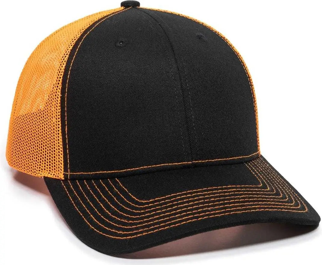 Oc Sports Oc771 Adjustable Mesh Back Cap - Black Neon Orange - 6 7/8’’ - 7 1/2’’