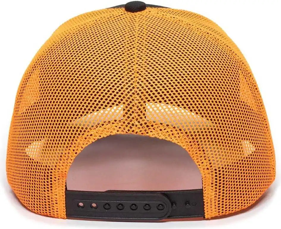 Oc Sports Oc771 Adjustable Mesh Back Cap - Black Neon Orange - 6 7/8’’ - 7 1/2’’