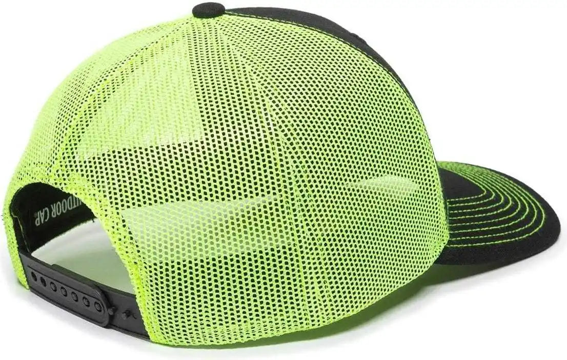 Oc Sports Oc771 Adjustable Mesh Back Cap - Black Neon Yellow - Lime / 6 7/8’’ - 7 1/2’’