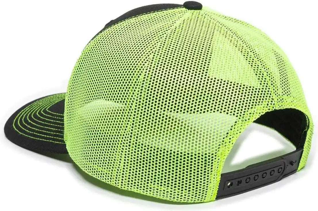 Oc Sports Oc771 Adjustable Mesh Back Cap - Black Neon Yellow - Lime / 6 7/8’’ - 7 1/2’’