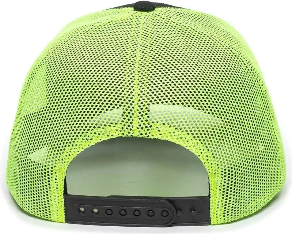 Oc Sports Oc771 Adjustable Mesh Back Cap - Black Neon Yellow - Lime / 6 7/8’’ - 7 1/2’’