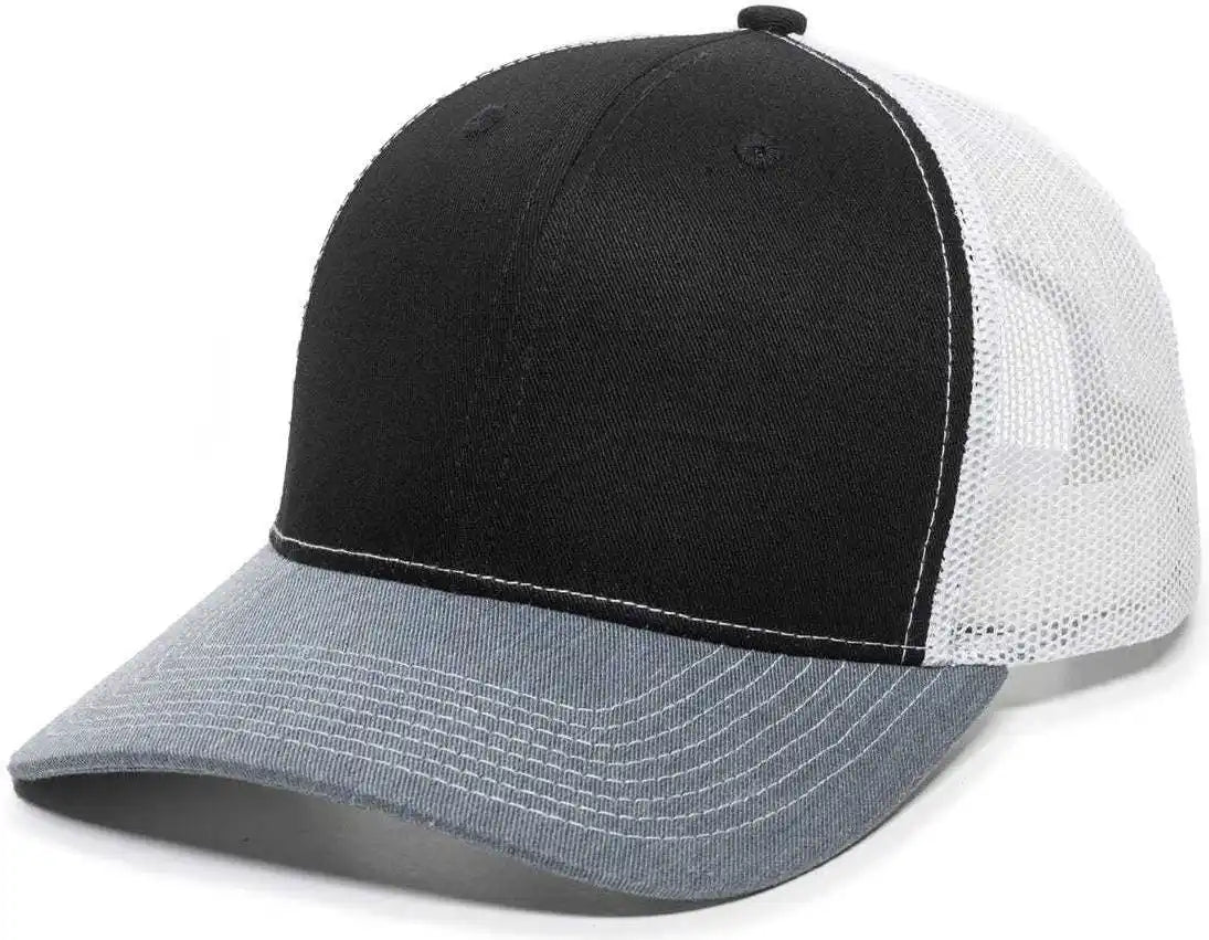 Oc Sports Oc771 Adjustable Mesh Back Cap - Black White Heathered Gray - 6 7/8’’ - 7 1/2’’