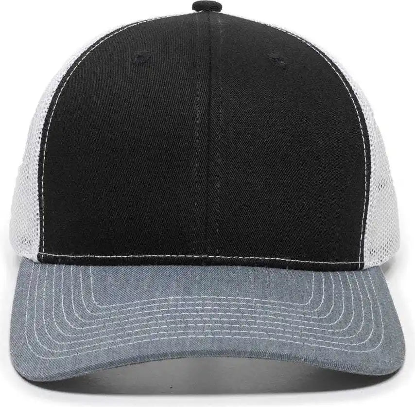 Oc Sports Oc771 Adjustable Mesh Back Cap - Black White Heathered Gray - 6 7/8’’ - 7 1/2’’