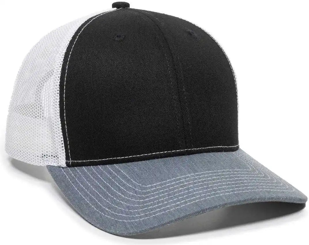 Oc Sports Oc771 Adjustable Mesh Back Cap - Black White Heathered Gray - 6 7/8’’ - 7 1/2’’