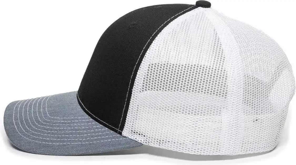 Oc Sports Oc771 Adjustable Mesh Back Cap - Black White Heathered Gray - 6 7/8’’ - 7 1/2’’