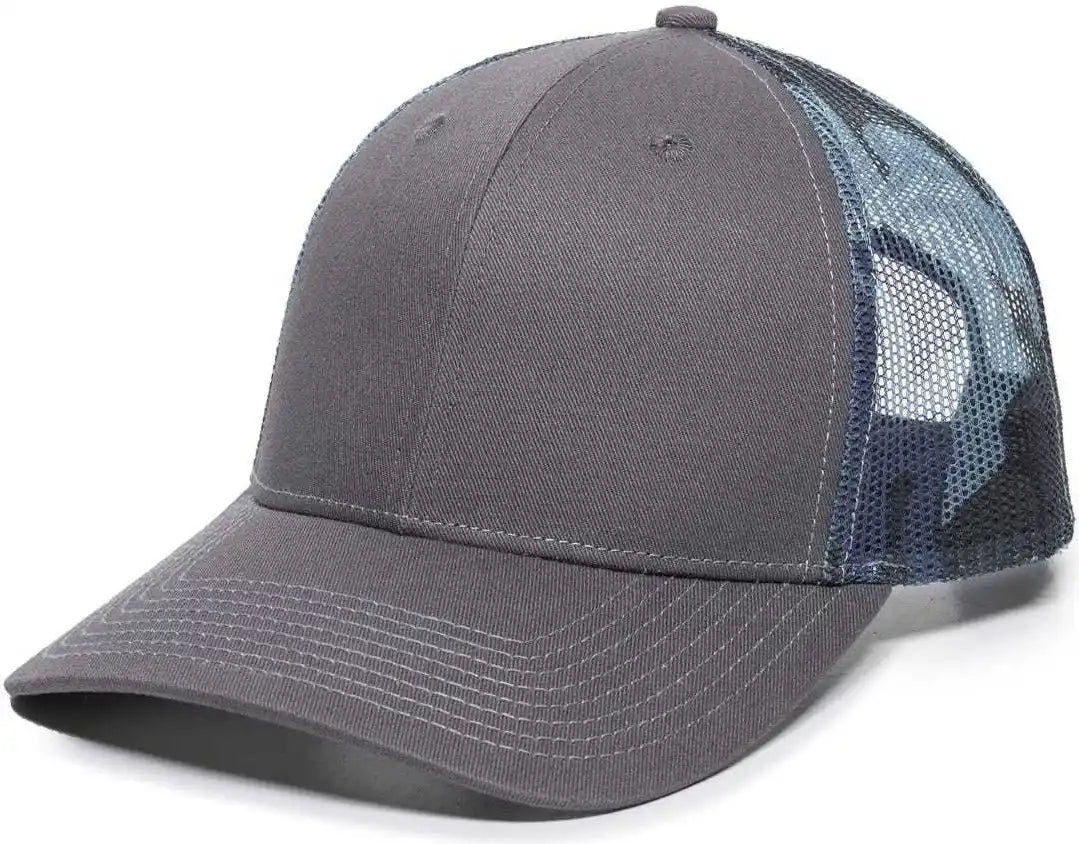 Oc Sports Oc771 Adjustable Mesh Back Cap - Charcoal Blue Generic Camo - Dark Gray / 6 7/8’’ - 7 1/2’’