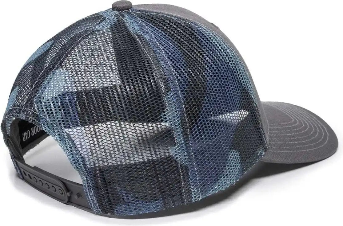 Oc Sports Oc771 Adjustable Mesh Back Cap - Charcoal Blue Generic Camo - Dark Gray / 6 7/8’’ - 7 1/2’’