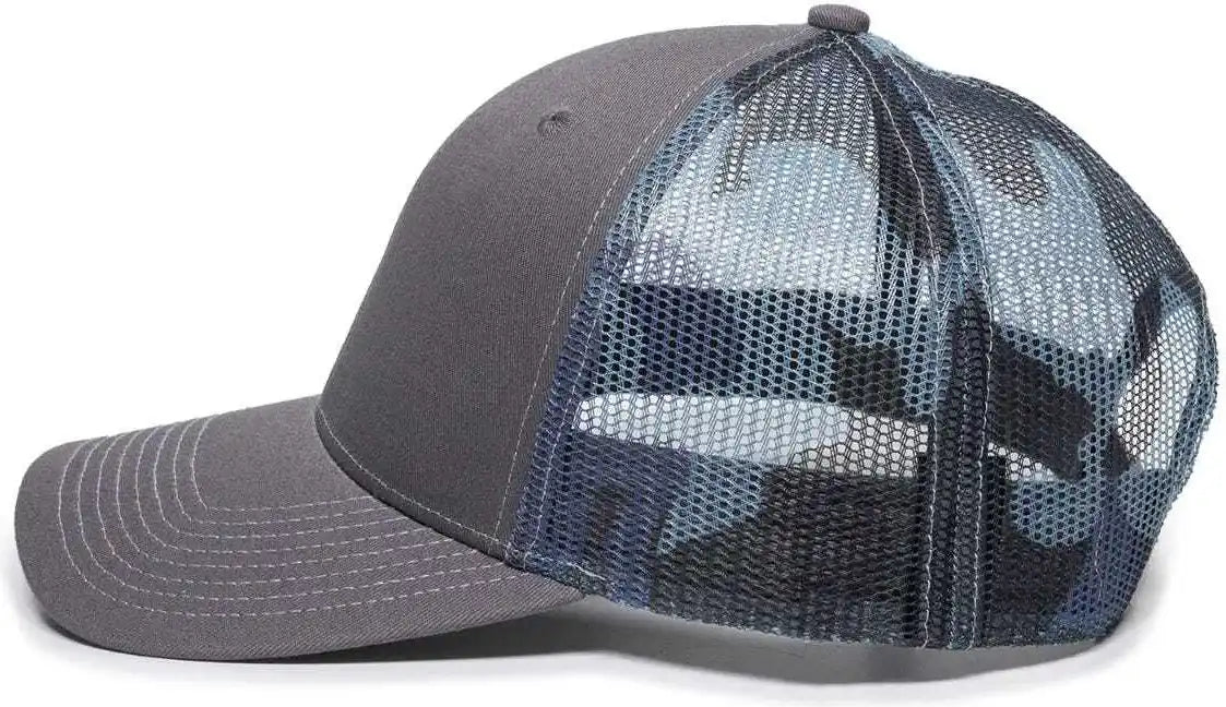 Oc Sports Oc771 Adjustable Mesh Back Cap - Charcoal Blue Generic Camo - Dark Gray / 6 7/8’’ - 7 1/2’’