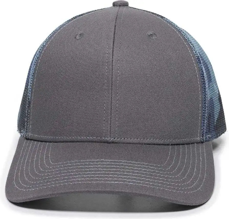 Oc Sports Oc771 Adjustable Mesh Back Cap - Charcoal Blue Generic Camo - Dark Gray / 6 7/8’’ - 7 1/2’’