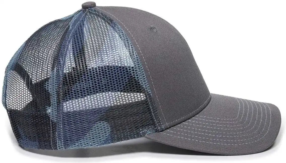 Oc Sports Oc771 Adjustable Mesh Back Cap - Charcoal Blue Generic Camo - Dark Gray / 6 7/8’’ - 7 1/2’’