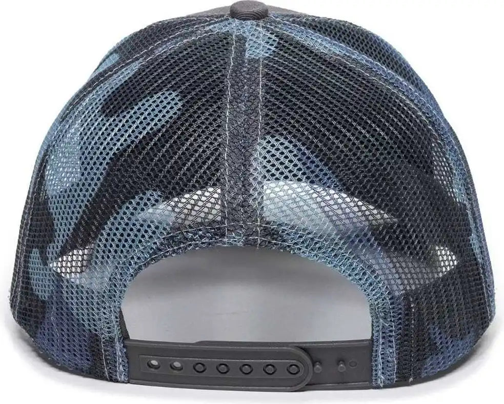 Oc Sports Oc771 Adjustable Mesh Back Cap - Charcoal Blue Generic Camo - Dark Gray / 6 7/8’’ - 7 1/2’’