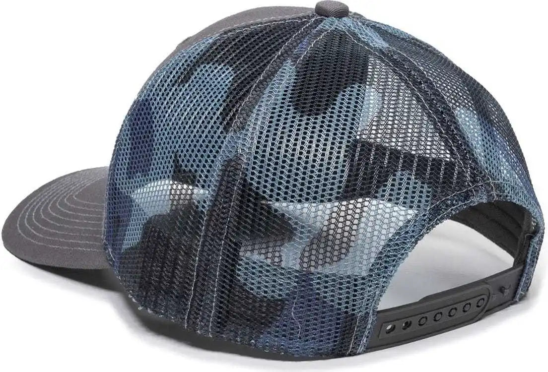 Oc Sports Oc771 Adjustable Mesh Back Cap - Charcoal Blue Generic Camo - Dark Gray / 6 7/8’’ - 7 1/2’’